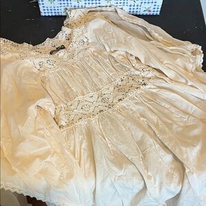 Women’s Boho Feminine Cottagecore Lace Peasant Blouse in Cream sz M 100% Cotton